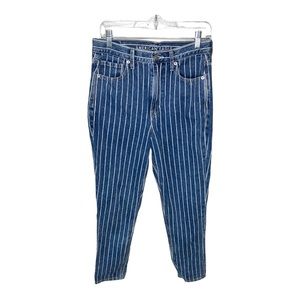 AEO Mom Jean White Stripes Size 6